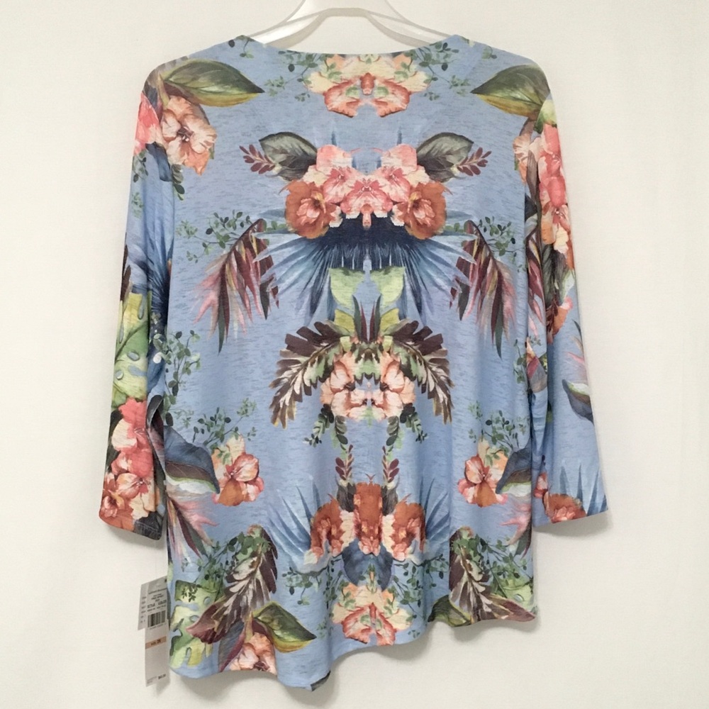 Alfred Dunner Woman Size 2X Blue Floral 3/4 Sleeve with Detachable Necklace 2025 - Picture 2 of 9